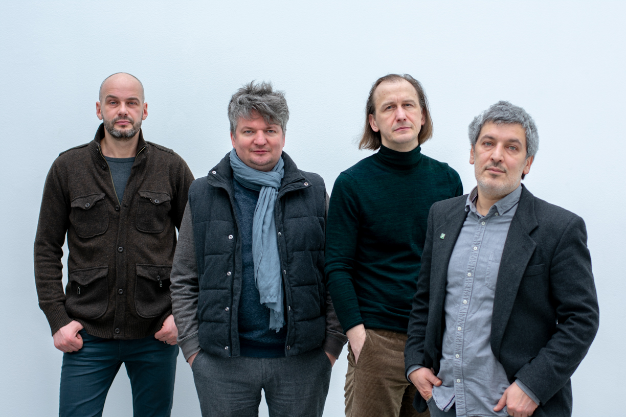 Tekstgrupa 'Orbīta' (no kreisās: Sergejs Timofejevs, Artūrs Punte, Vladimirs Svetlovs, Aleksandrs Zapoļs). Foto: Anna Andersone