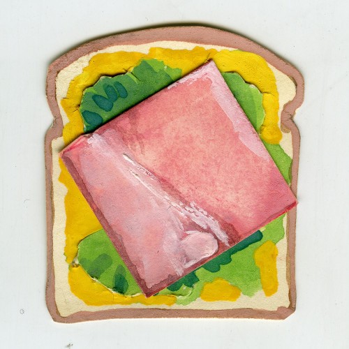 Džo Breinards, 'Bez nosaukuma (Šķiņķa sviestmaize)', guašs uz papīra, 1975.